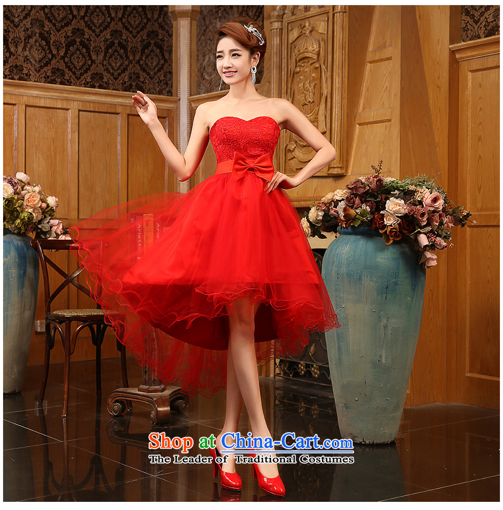 The beautiful yarn and chest short grows red lace short skirt tie bows service 