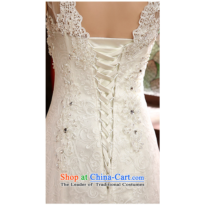 The beautiful yarn new 2 V-neck and shoulder the package of new products wedding fluoroscopy lace lace straps simplicity fashionable marriages wedding dresses white m of beautiful yarn (nameilisha) , , , shopping on the Internet