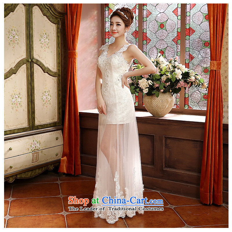 The beautiful yarn new 2 V-neck and shoulder the package of new products wedding fluoroscopy lace lace straps simplicity fashionable marriages wedding dresses white m of beautiful yarn (nameilisha) , , , shopping on the Internet