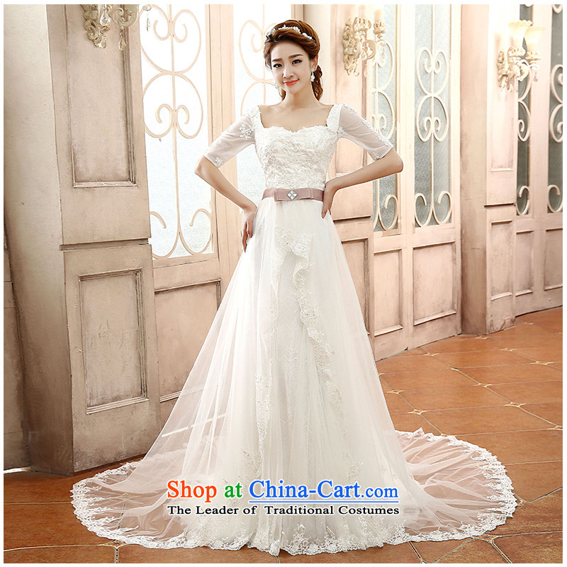 The beautiful new 2015 yarn slotted shoulder tail wedding fashion, cuff minimalist gentlewoman video thin straps bride wedding dresses and the Factory Outlets whiteS