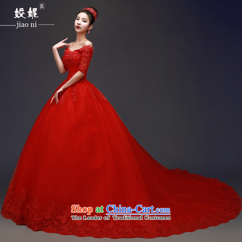 Each original Connie red wedding dresses New Spring Summer 2015 Korean word in the cuff to align the shoulder bridal lace manually set out of the Pearl River Delta Sau San tail one meter tailXL