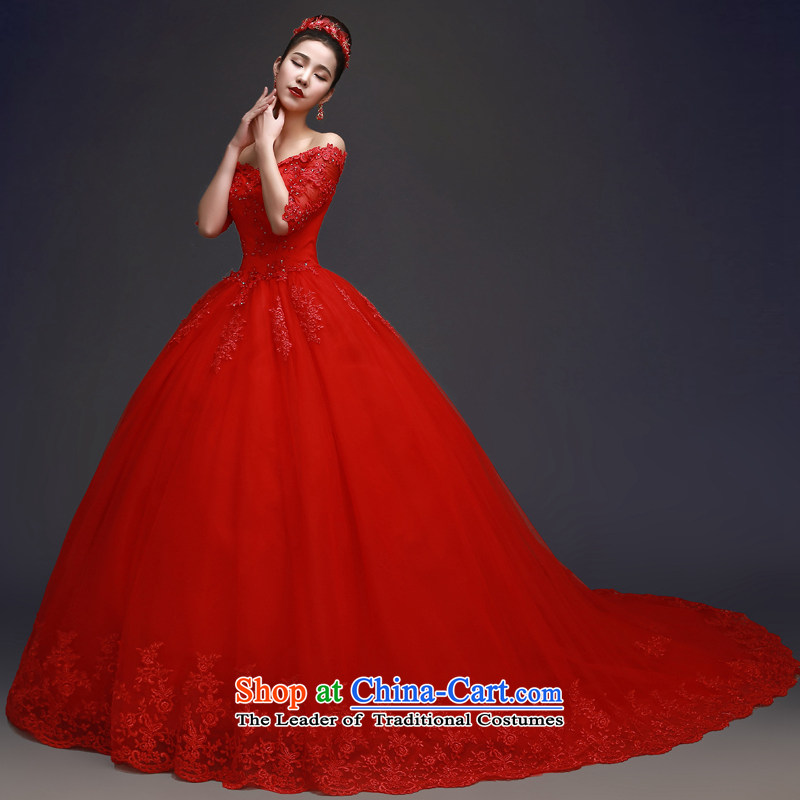 Each original Connie red wedding dresses New Spring Summer 2015 Korean word in the cuff to align the shoulder bridal lace manually set out of the Pearl River Delta Sau San tail one meter tail XL, every stephanie (JIAONI) , , , shopping on the Internet