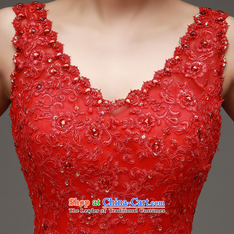 Each original red align Connie to wedding Korean shoulders red Wedding 2015 new spring and summer V-Neck graphics to align the thin minimalist bon bon skirt hunsh red tailored does not allow for seven days, every JIAONI stephanie () , , , shopping on the