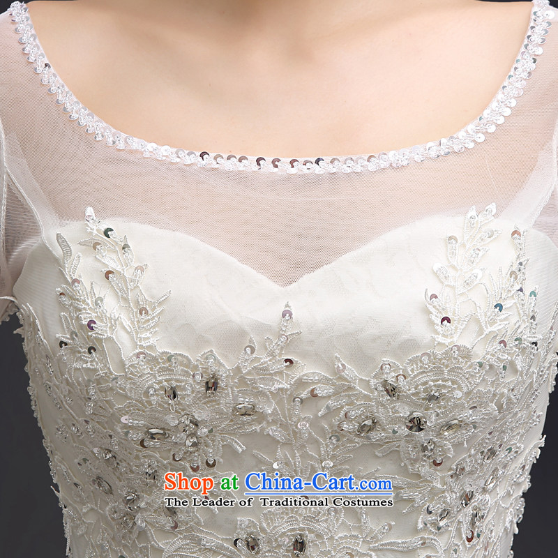 Every bride her wedding dresses 2015 Spring New Word shoulder lace manually set the Pearl River Delta in the retro large cuff to align graphics thin, lady Mrs Korea Sau San edition white white S, every JIAONI stephanie () , , , shopping on the Internet