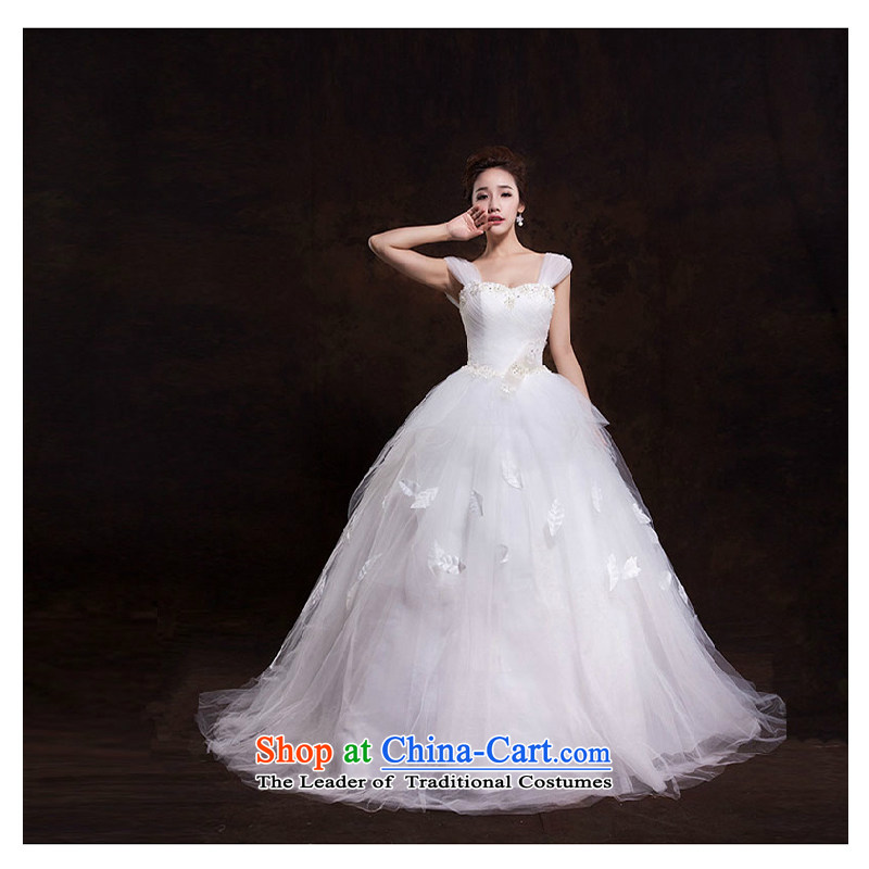 The first white wedding dresses into about the new Word 2015 luxury shoulder to align the trailing princess shoulders wedding upscale luxury tail, XL, white first into about shopping on the Internet has been pressed.