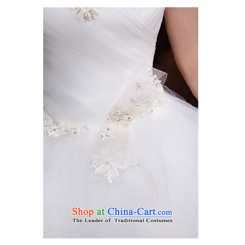 The first white wedding dresses into about the new Word 2015 luxury shoulder to align the trailing princess shoulders wedding upscale luxury tail, XL, white first into about shopping on the Internet has been pressed.