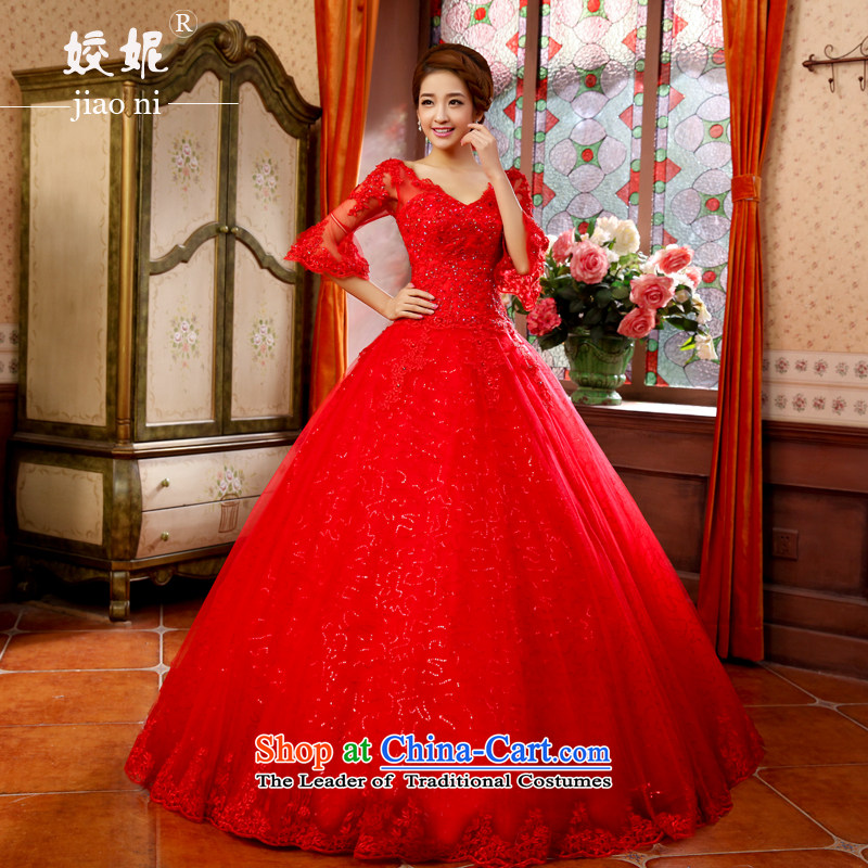 Connie. red sleeved every wedding dresses 2015 spring/summer to align the new Large Fat MM bon bon skirt pregnant women to align the bride hunsha white yarn red XL, every stephanie (JIAONI) , , , shopping on the Internet
