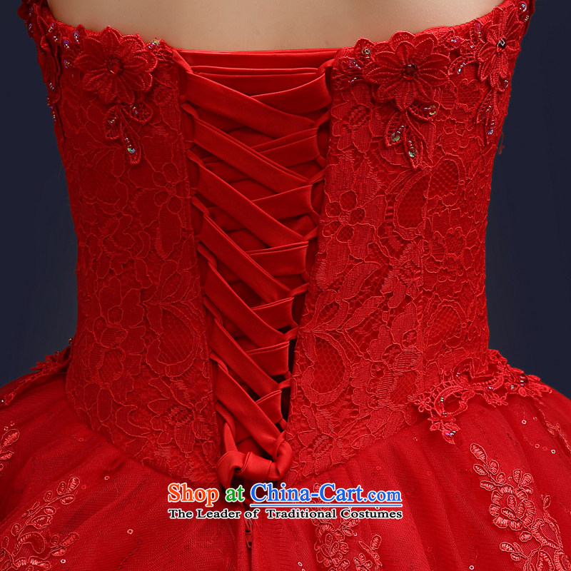 Each large original Connie anointed chest red wedding dresses 2015 spring/summer to align the Korean-style deluxe tail bride bon bon skirt video thin female minimalist bride red wedding RED M V tail XL, every stephanie (JIAONI) , , , shopping on the Inter