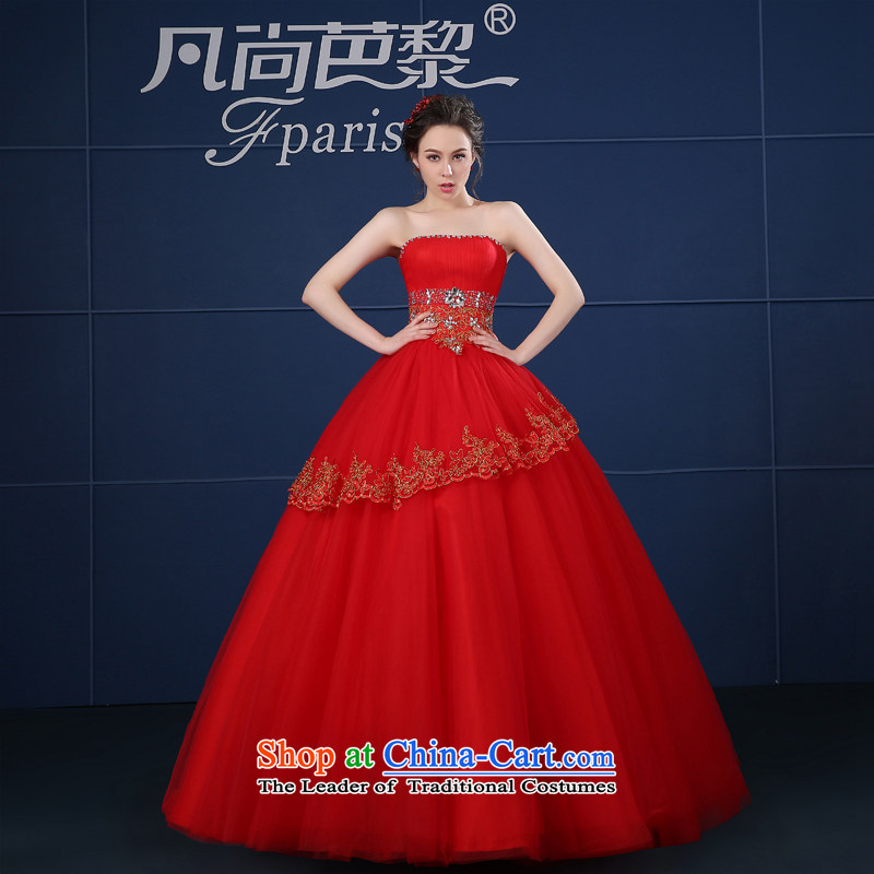 Red wedding dresses new spring 2015 Summer Wedding brides pregnant women for larger wiping the chest straps to align the Korean Bridal Suite WhiteS