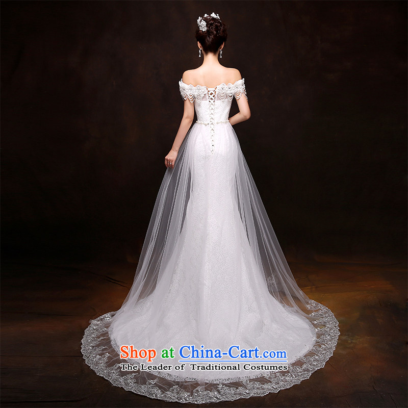 7 Color 7 tone Korean Word 2015 new shoulder for wiping the chest tail lace align to Sau San crowsfoot code wedding dresses H072 white , 7 color 7 Tone , , , shopping on the Internet