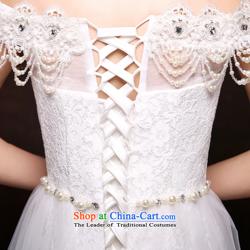 7 Color 7 tone Korean Word 2015 new shoulder for wiping the chest tail lace align to Sau San crowsfoot code wedding dresses H072 white , 7 color 7 Tone , , , shopping on the Internet
