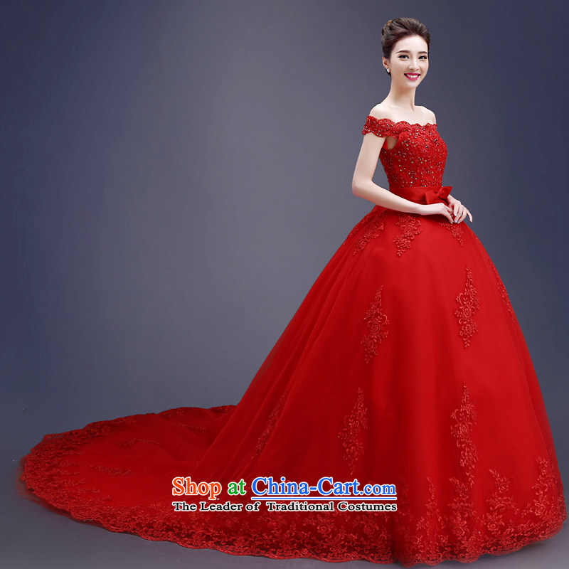 Each original Connie Red Tail Wedding 2015 Spring/Summer new Korean word shoulder straps for Sau San video to align the bride thin wedding tail lace long tail red tail tailored does not allow for seven days, every JIAONI stephanie () , , , shopping on the