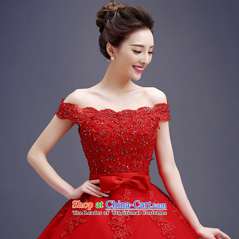 Each original Connie Red Tail Wedding 2015 Spring/Summer new Korean word shoulder straps for Sau San video to align the bride thin wedding tail lace long tail red tail tailored does not allow for seven days, every JIAONI stephanie () , , , shopping on the