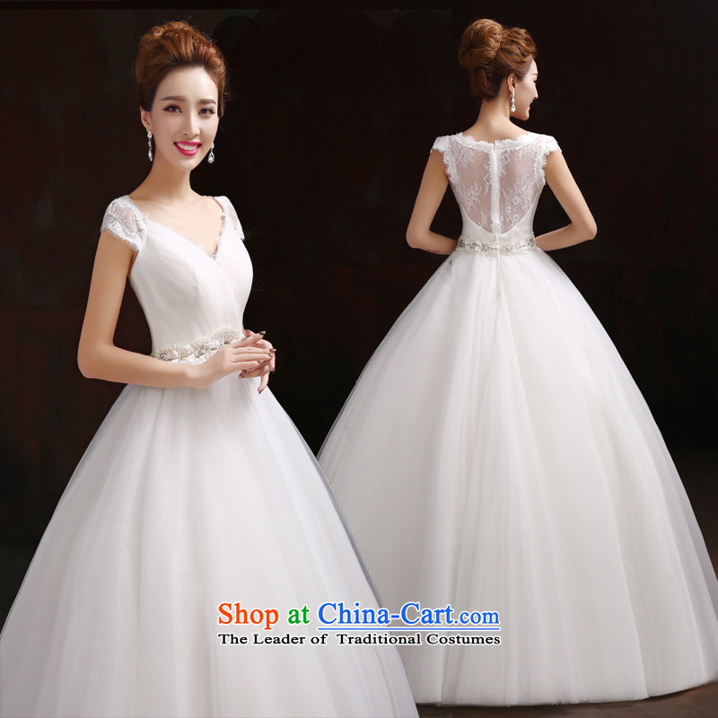 Pure Love bamboo yarn yarn wedding dresses 2015 Spring New Asian layout to customize your shoulders dual video thin word bride shoulder wedding lace bride back wedding White XXL