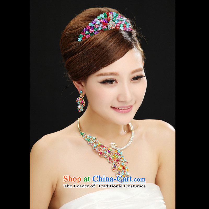 7 Color 7 tone color won bride jewelry necklace earrings crown three piece wedding dresses accessories Head Ornaments SP005 necklace + ear will fall, 7 color 7 Tone , , , shopping on the Internet