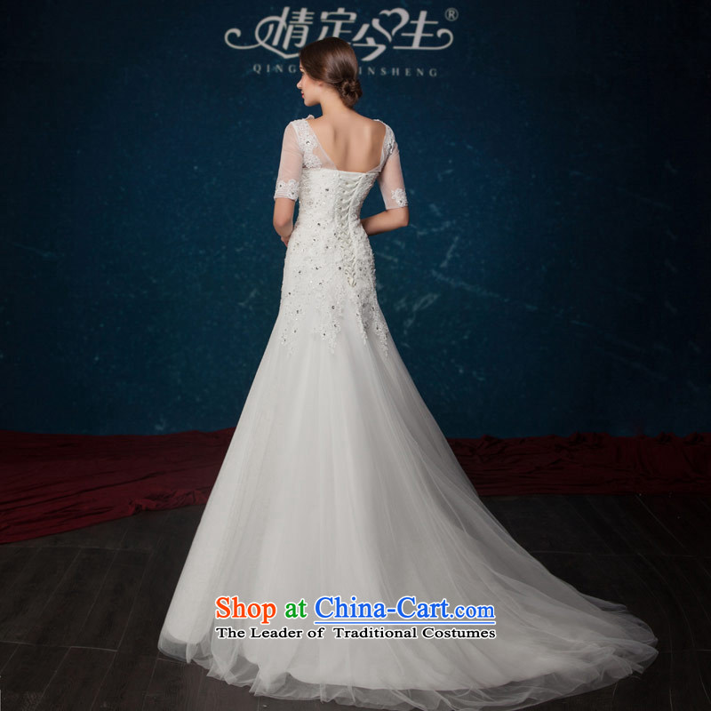 Love of the present continental 2015 Summer new word shoulder retro lace diamond sexy back tail wedding wedding dress white tailor-made exclusively the concept of love of the overcharged shopping on the Internet has been pressed.