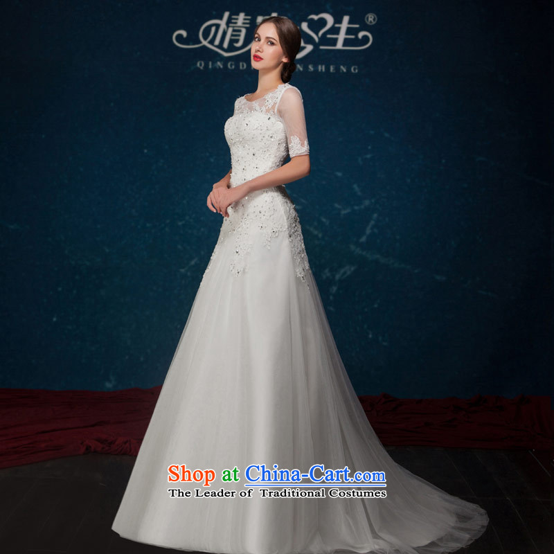 Love of the present continental 2015 Summer new word shoulder retro lace diamond sexy back tail wedding wedding dress white tailor-made exclusively the concept of love of the overcharged shopping on the Internet has been pressed.