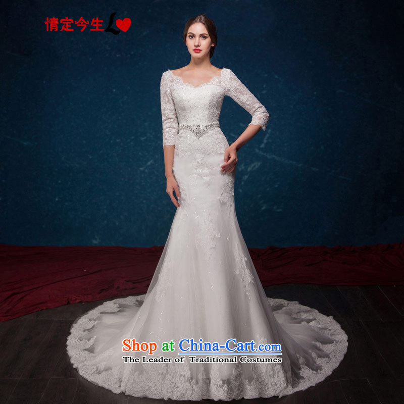Love of the life of the new Europe and the 2015 Summer winds licensing trendy first field shoulder V-Neck lace diamond sexy tail wedding wedding dress white tailor-made exclusively concept
