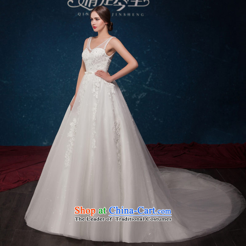 Love of the overcharged by 2015 Summer new minimalist white V-Neck Lace up large waist tail wedding wedding dress white tailor-made exclusively the concept of love of the overcharged shopping on the Internet has been pressed.