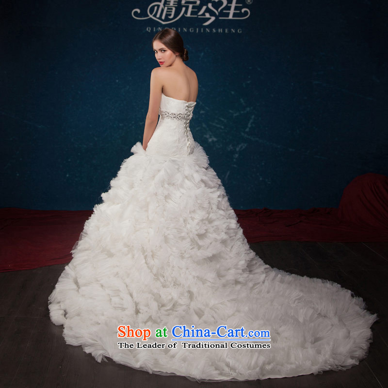 Love of the overcharged by 2015 new Western big bride romantic luxury feather large tail and chest diamond wedding wedding dress white XS, love of the overcharged shopping on the Internet has been pressed.