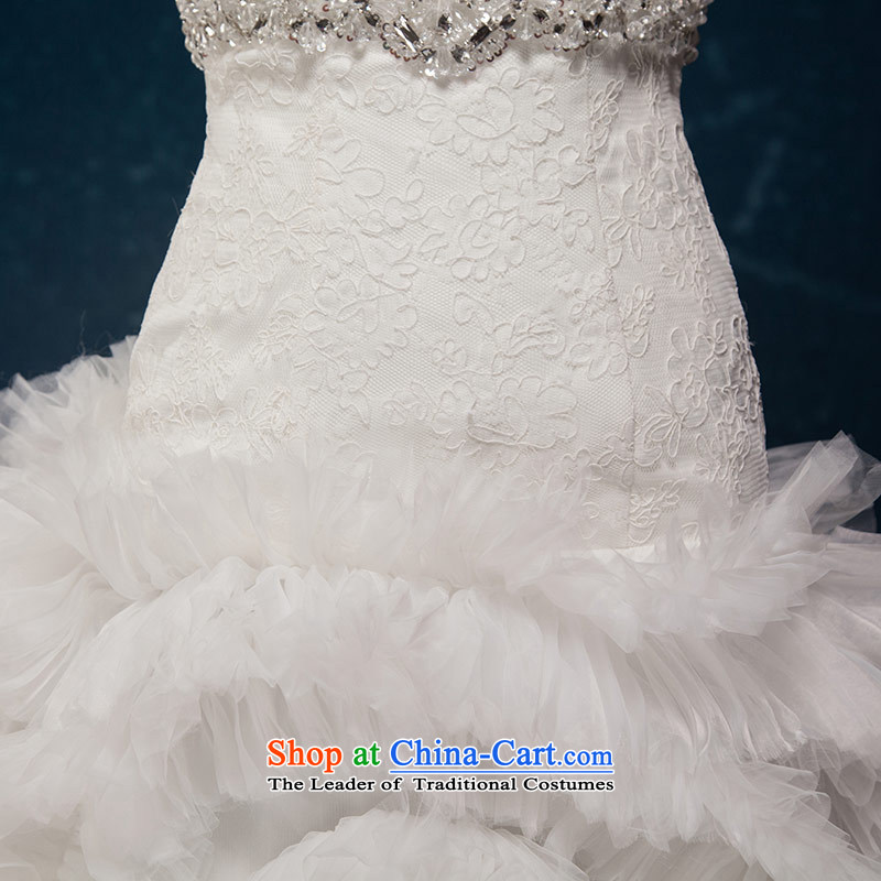 Love of the overcharged by 2015 new Western big bride romantic luxury feather large tail and chest diamond wedding wedding dress white XS, love of the overcharged shopping on the Internet has been pressed.