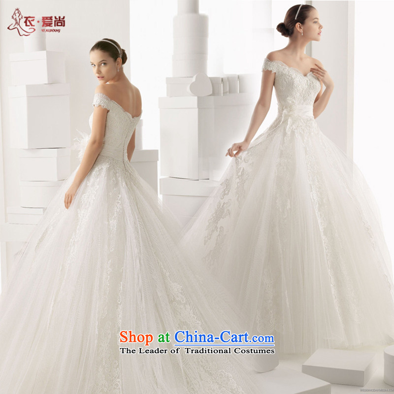 Summer 2015 won the new version of V-Neck shoulders trailing white high-end custom water drilling lace bride wedding dresses large white S Yi Sang Love , , , shopping on the Internet