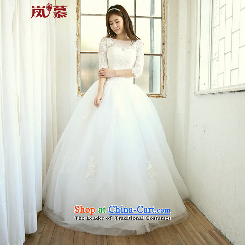 The sponsors of the?2015 original innovation, a field shoulder long-sleeved lace conservative to align bon bon skirt bride wedding ivory?XL_ chest 95_ waist79_