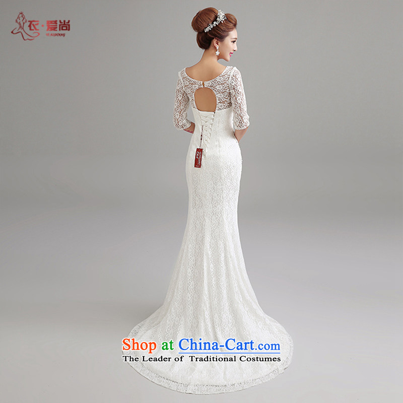 Yi Sang- 2015 summer love New wedding dresses in the shoulder of the word and sexy cuff Foutune of large tail crowsfoot wedding 100% pure lace wedding female white XXL, Yi love is , , , shopping on the Internet
