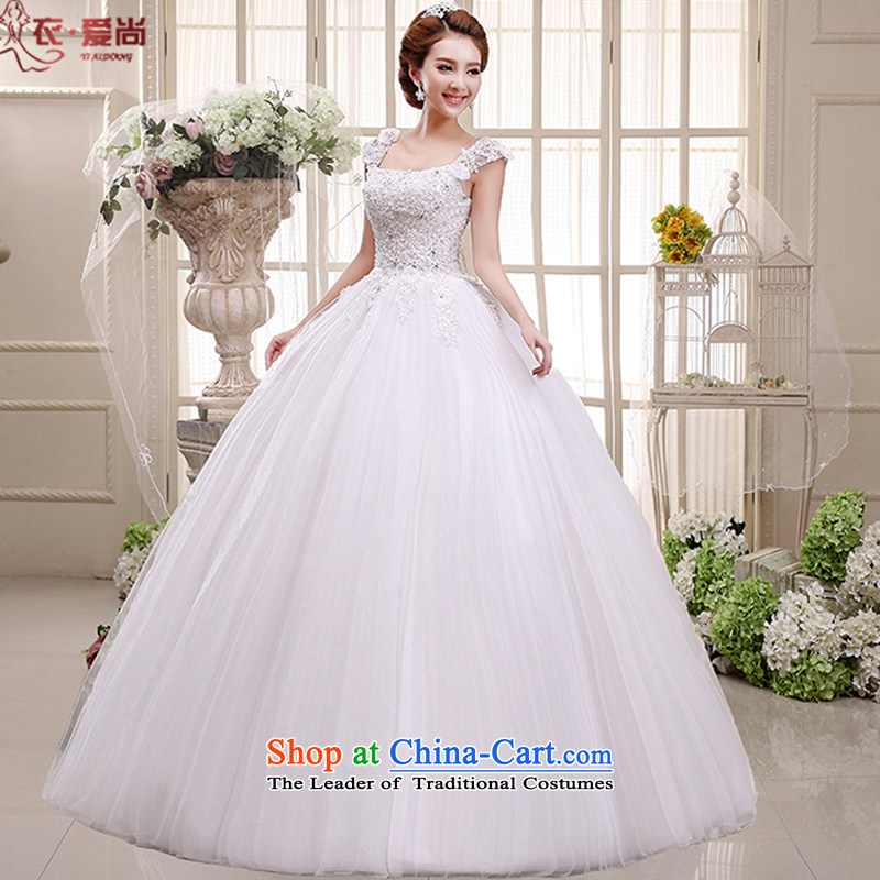 In spring and summer 2015 new wedding dress bride wedding dress a field package shoulders lace V-neck to align the Korean style wedding dress female white M can be made of white plus _30 Does Not Return