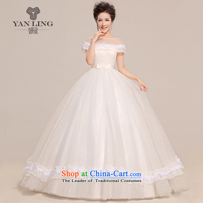 Charlene Choi Ling 2015 new wedding sexy a field to align the shoulder bon bon butterfly end waist wedding HS213 White M