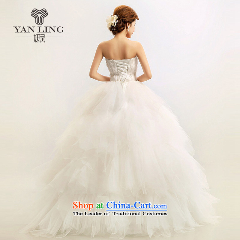 Charlene Choi Ling 2015 new Korean Won-Feather anointed chest Princess Bride marriage wedding dresses HS164  Charlene Choi Ling , , , M white shopping on the Internet