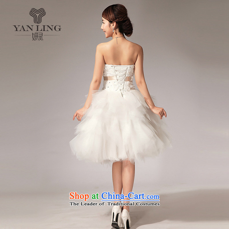Charlene Choi Ling 2015 new anointed Chest Flower knee sister bridesmaid small dress short skirt LF112 White M, Charlene Choi spirit has been pressed shopping on the Internet