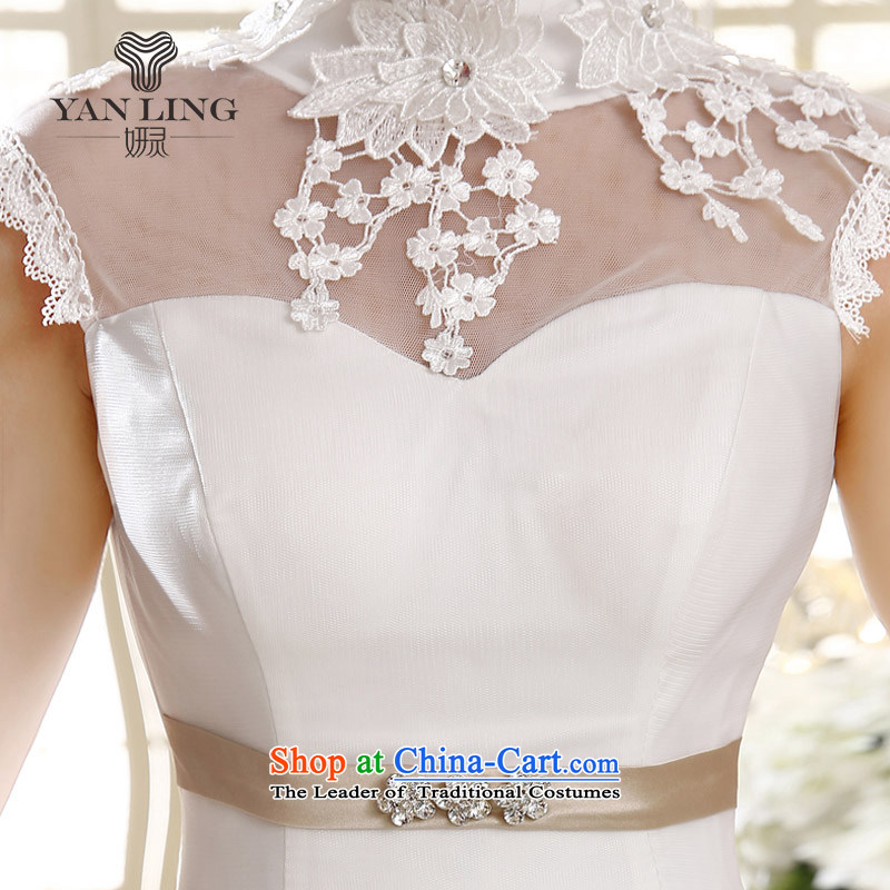Charlene Choi Ling 2015 Korean Princess white lace retro to align the summer with collar wedding HS537 White M, Charlene Choi spirit has been pressed shopping on the Internet