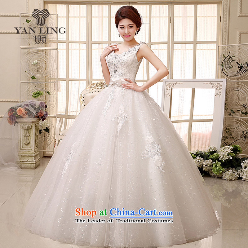 Charlene Choi Ling 2015 to a high standard and style water-soluble lace booking drill and sexy shoulders V-Neck bride wedding dresses HS527 White XXL
