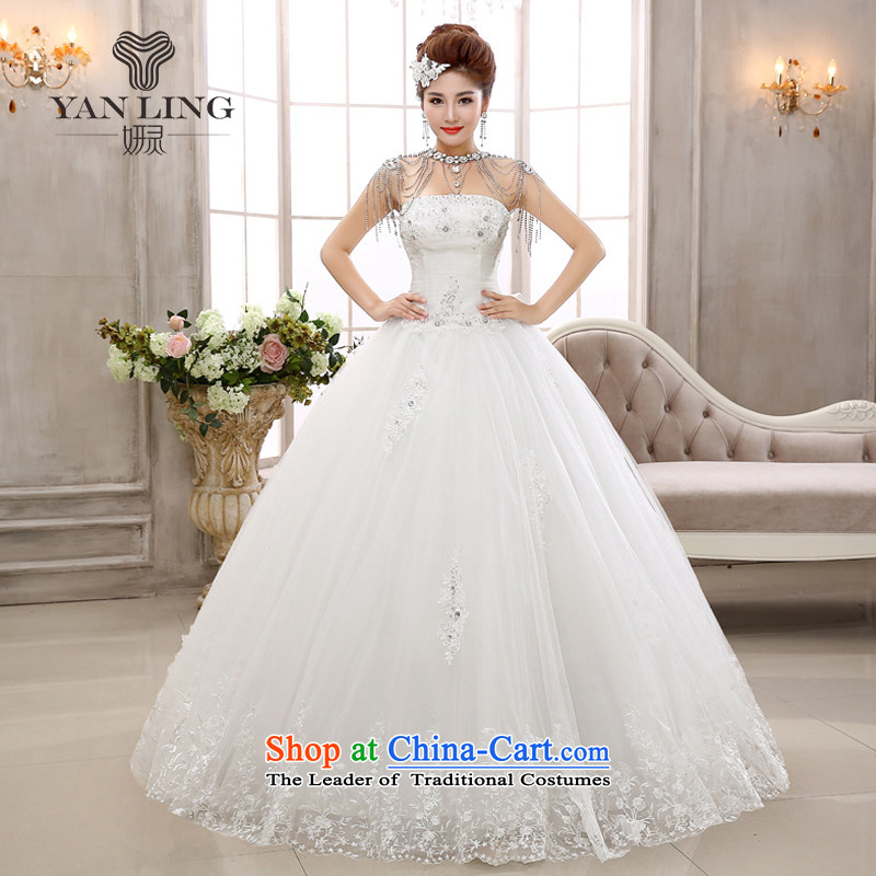 Charlene Choi Ling bridal diamond jewelry Korean wiping the chest wedding dresses to align the new 2015 strap butterfly yarn HS409 marriage white L, Charlene Choi spirit has been pressed shopping on the Internet