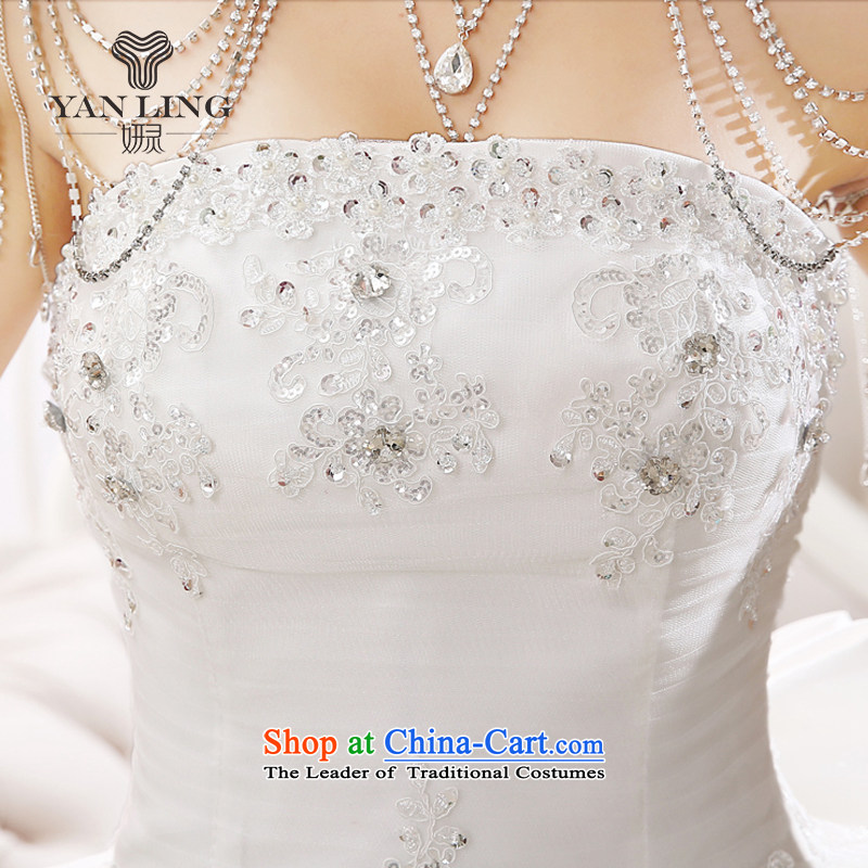 Charlene Choi Ling bridal diamond jewelry Korean wiping the chest wedding dresses to align the new 2015 strap butterfly yarn HS409 marriage white L, Charlene Choi spirit has been pressed shopping on the Internet