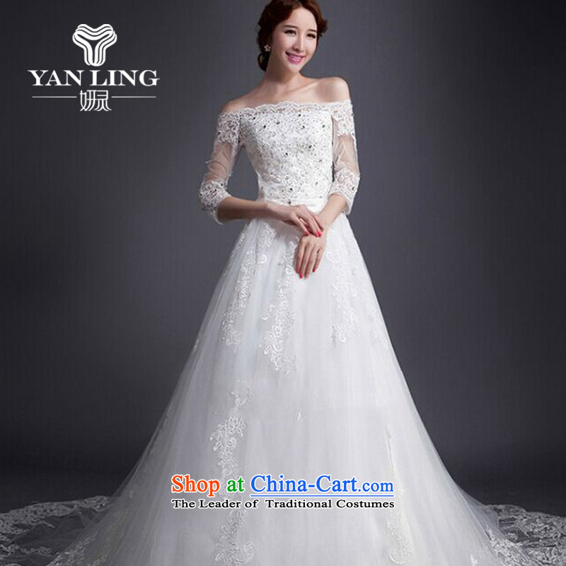 Charlene Choi Ling 2015 Korean New wedding dresses trendy first field shoulder tail wedding 7 cuff lace white XL, Charlene Choi spirit of Sau San , , , shopping on the Internet