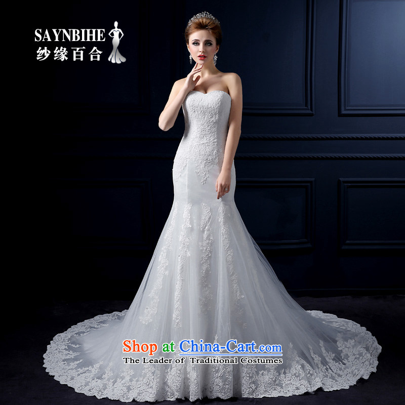 Crowsfoot Wedding 2015 new summer tail Sau San package and wedding sweet elegant crowsfoot anointed chest straps wedding video thin lace straps crowsfoot wedding Lily White L edge yarn yarn edge Lily , , , shopping on the Internet
