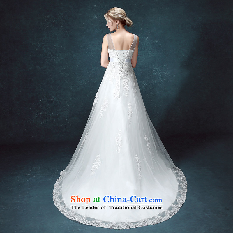 Connie wedding dresses every summer 2015 New 2 small shoulder tail wedding video word thin shoulders bride wedding white S white every JIAONI stephanie () , , , shopping on the Internet
