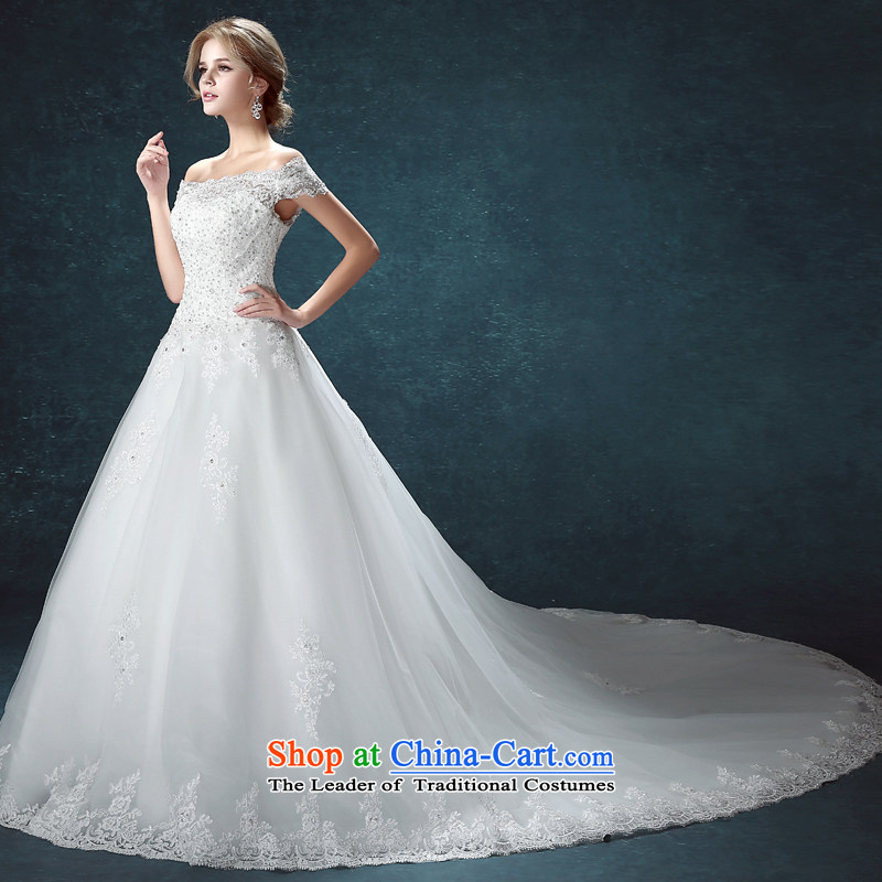 Connie wedding dresses every new Word 2015 Summer stylish shoulder Korean brides long tail wedding to straighten the wedding meters tail XL, every stephanie (JIAONI) , , , shopping on the Internet