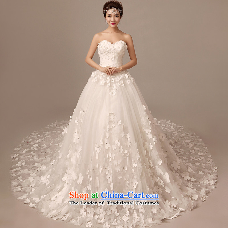 2015 Spring/Summer new Korean chest to bride wiping the wedding dress long tail large flower large tail Sau San white XS, pure love bamboo yarn , , , shopping on the Internet