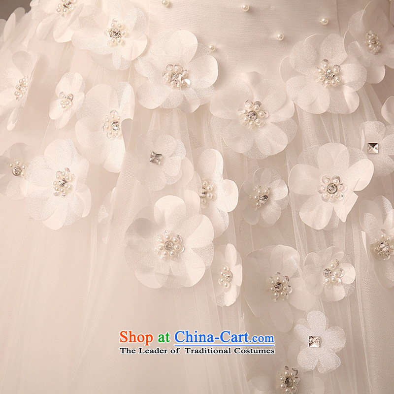 2015 Spring/Summer new Korean chest to bride wiping the wedding dress long tail large flower large tail Sau San white XS, pure love bamboo yarn , , , shopping on the Internet