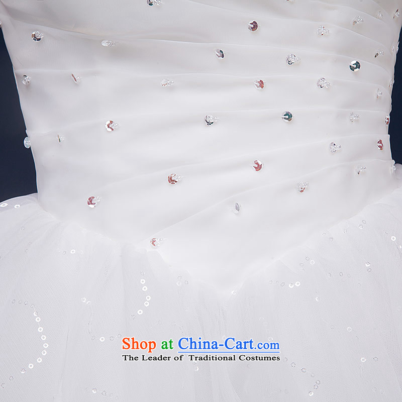The feelings of Chinese New Year 2015 yarn marriages wedding dresses and white short of chest diamond evening dress autumn and winter female white M Qing Hua yarn , , , shopping on the Internet