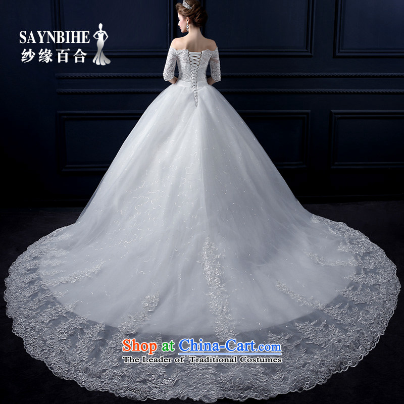 The leading edge of the new summer 2015, Lily of the word shoulder tail wedding alignment with chest wedding Korean-style luxury in cuff tail wedding video thin lace marriages bon bon skirt white tailor advanced customization, yarn edge Lily , , , shoppin