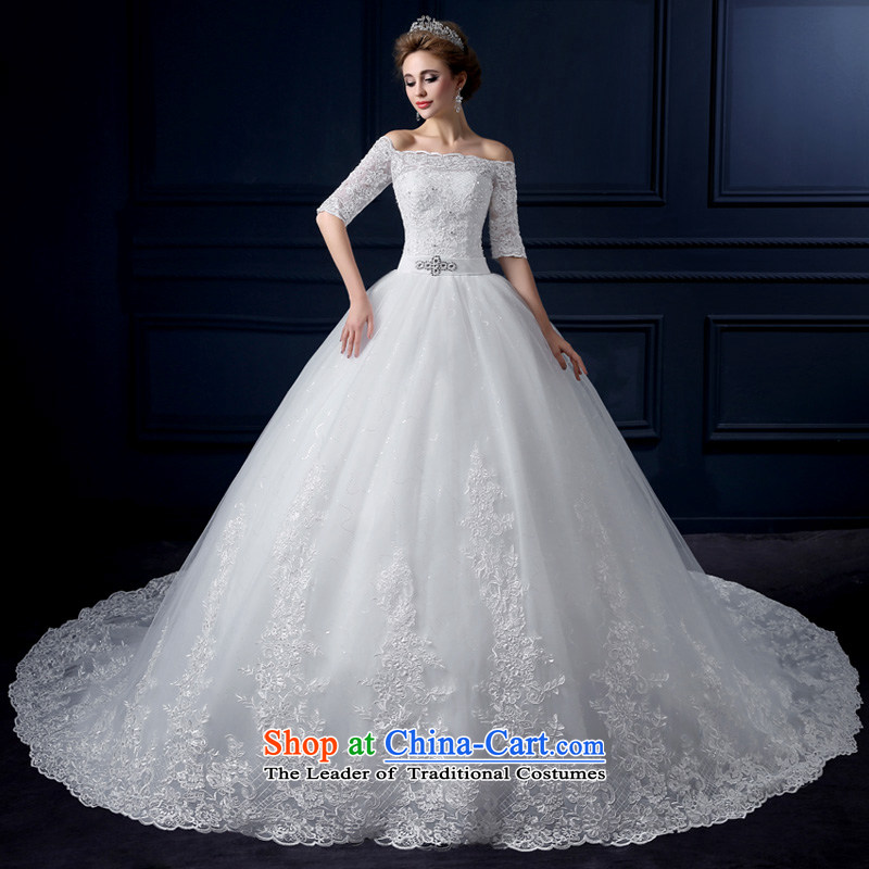 The leading edge of the new summer 2015, Lily of the word shoulder tail wedding alignment with chest wedding Korean-style luxury in cuff tail wedding video thin lace marriages bon bon skirt white tailor advanced customization, yarn edge Lily , , , shoppin