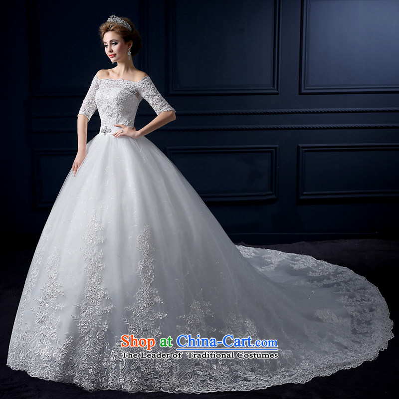 The leading edge of the new summer 2015, Lily of the word shoulder tail wedding alignment with chest wedding Korean-style luxury in cuff tail wedding video thin lace marriages bon bon skirt white tailor advanced customization, yarn edge Lily , , , shoppin