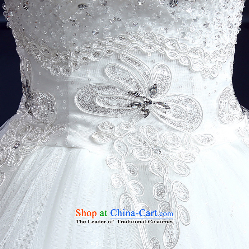 Honeymoon bride wedding dresses 2015 Summer new Korean brides to align graphics thin Beauty Chest anointed diamond wedding lace white XL, bride honeymoon shopping on the Internet has been pressed.