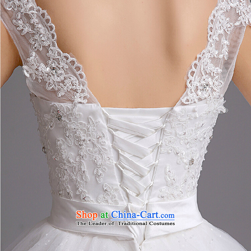 Wedding dress 2015 Summer Korean-style New v-neck a field shoulder length tail bride stylish wedding video thin white wedding to align the customizable could not return to the country, yet she has been pressed color shopping on the Internet