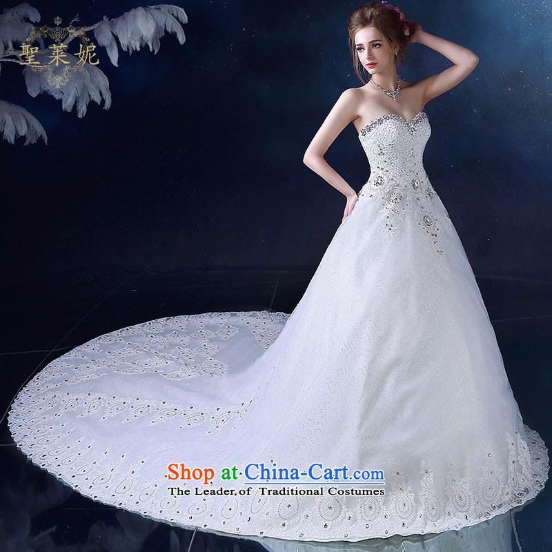 The Holy her wedding dress 2015 new summer continental palace water drilling and chest women white long tail wedding dress White XL, holy her sheng lai ni) ( , , , shopping on the Internet