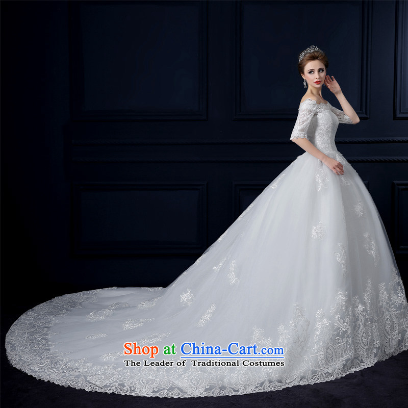 The leading edge of the Formosa lily wedding dresses 2015 new autumn and winter field shoulder tail wedding Korean lace straps wedding fashion bride anointed chest to wedding video thin white tail M yarn edge Lily , , , shopping on the Internet